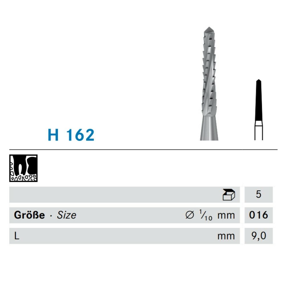 Carbide bur Lindemann H 162/016 FG 1 x 5 st — FI1